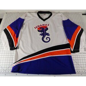 VTG San Antonio Iguanas Jersey Souvenir White Size XL Minor League Hockey RARE